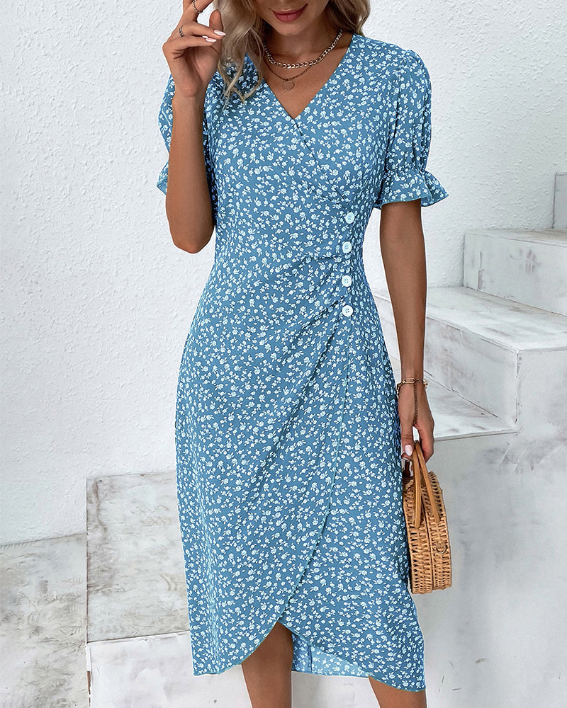 Gloria floral short sleeve dress