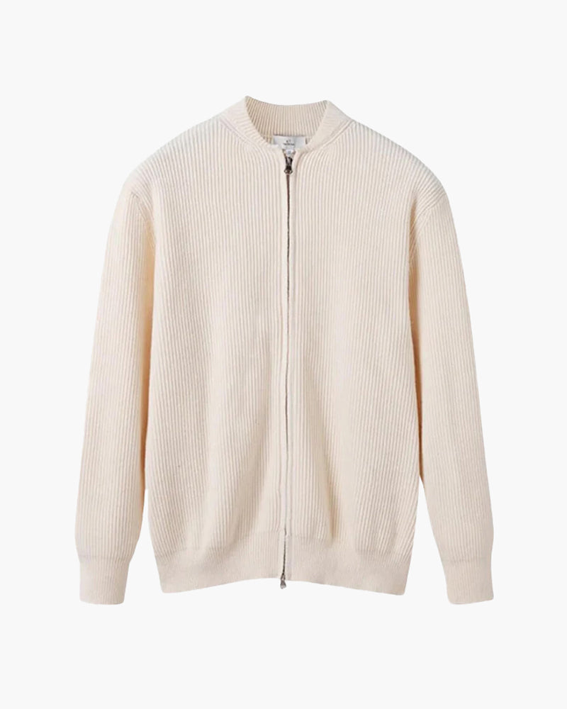 Graham ribbed zip cardigan 100% cotton