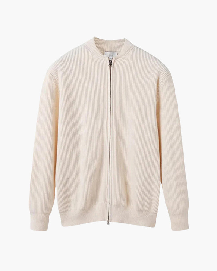Graham ribbed zip cardigan 100% cotton