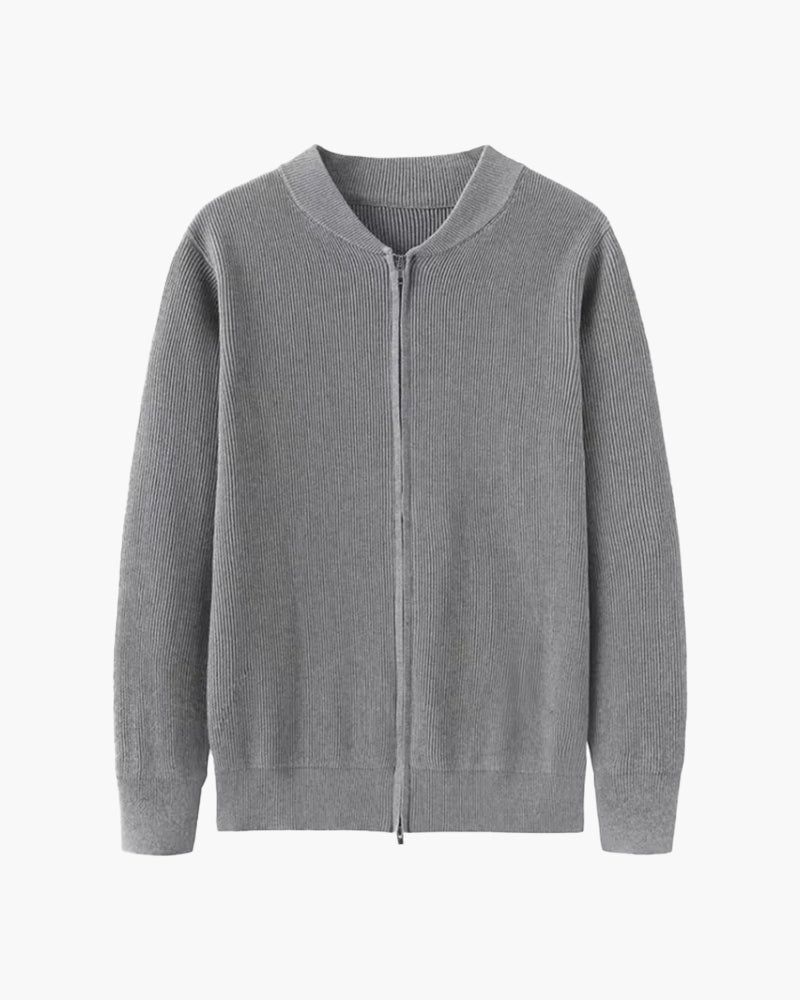 Graham ribbed zip cardigan 100% cotton