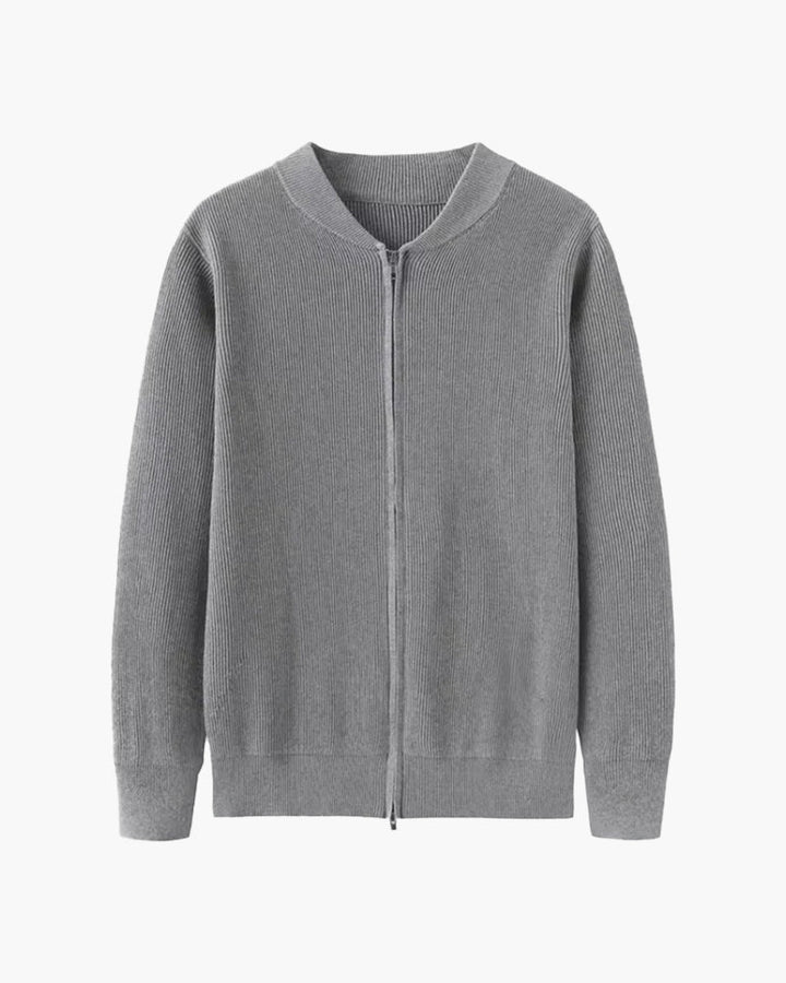Graham ribbed zip cardigan 100% cotton