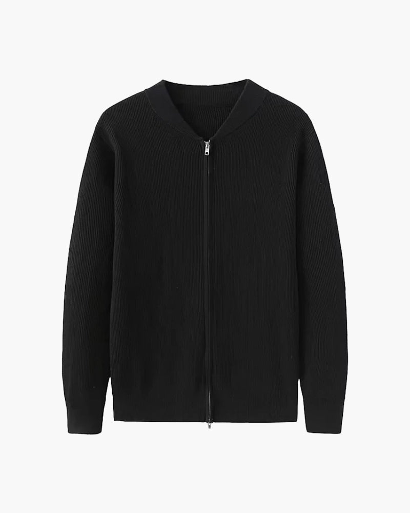 Graham ribbed zip cardigan 100% cotton
