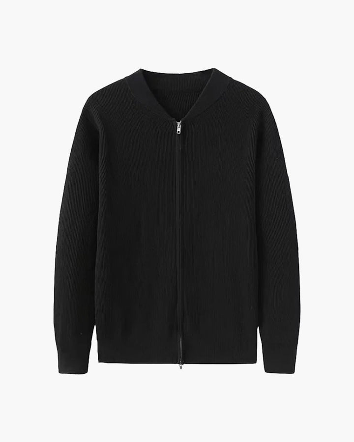 Graham ribbed zip cardigan 100% cotton
