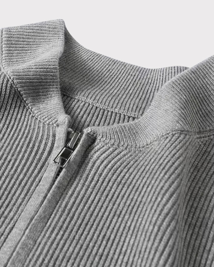 Graham ribbed zip cardigan 100% cotton