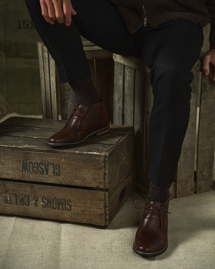 Russell Leather Look Ankle Lace Up Boots