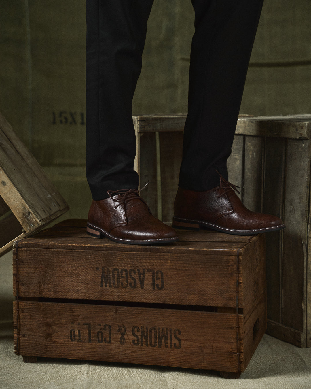 Russell Leather Look Ankle Lace Up Boots