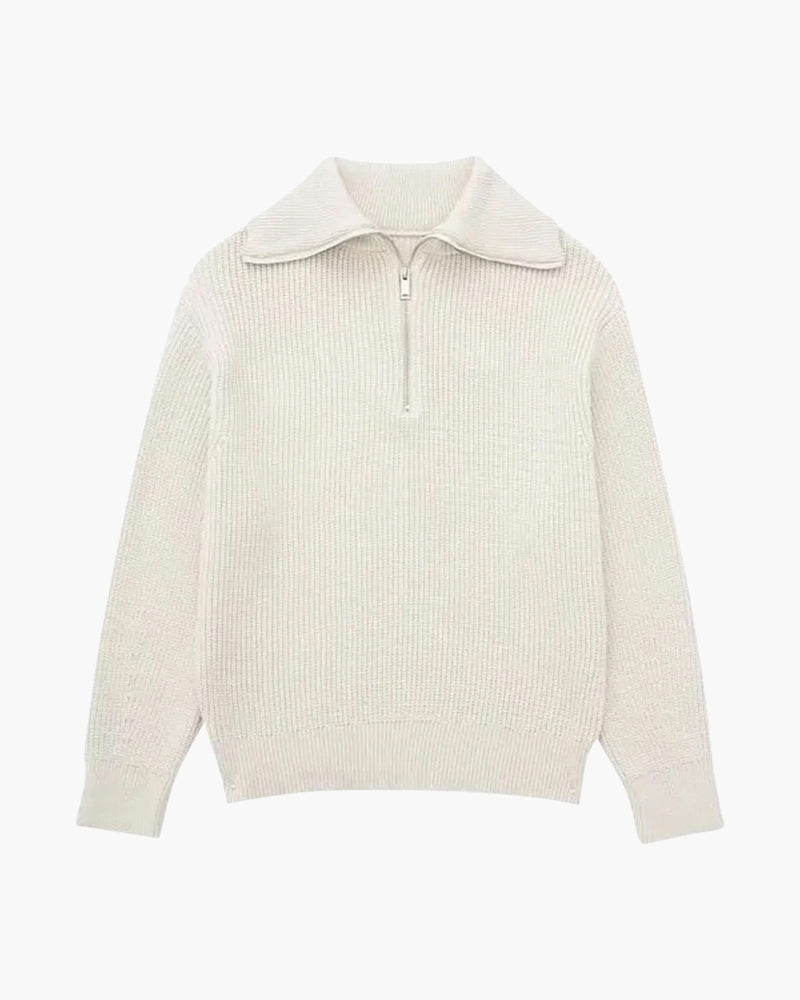 Stuart striped half-zip knit sweater