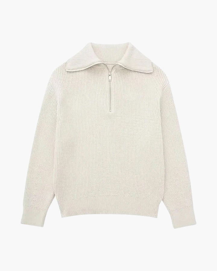 Stuart striped half-zip knit sweater