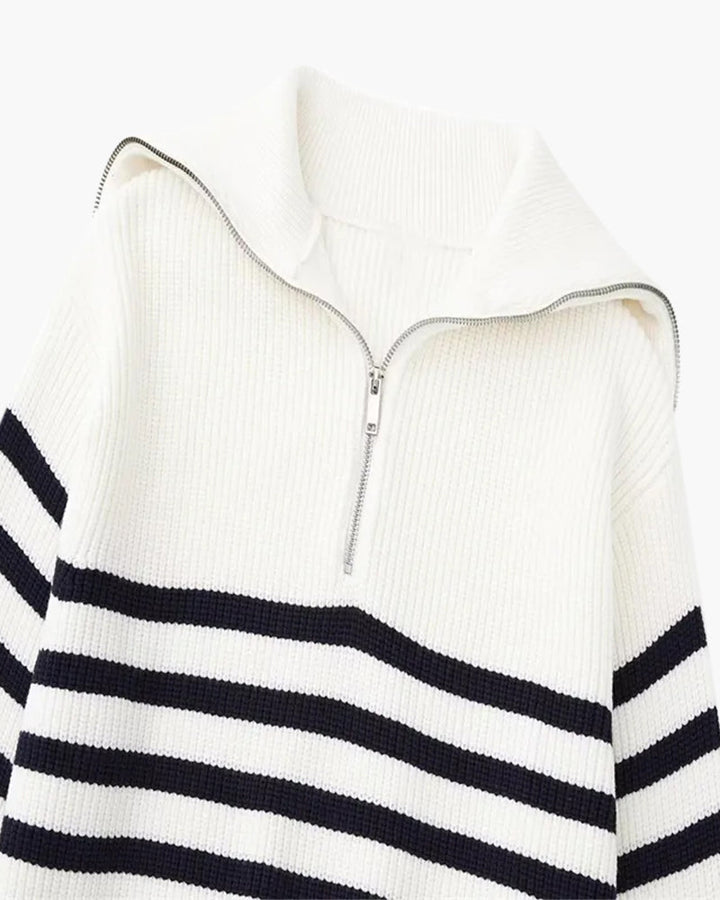 Stuart striped half-zip knit sweater