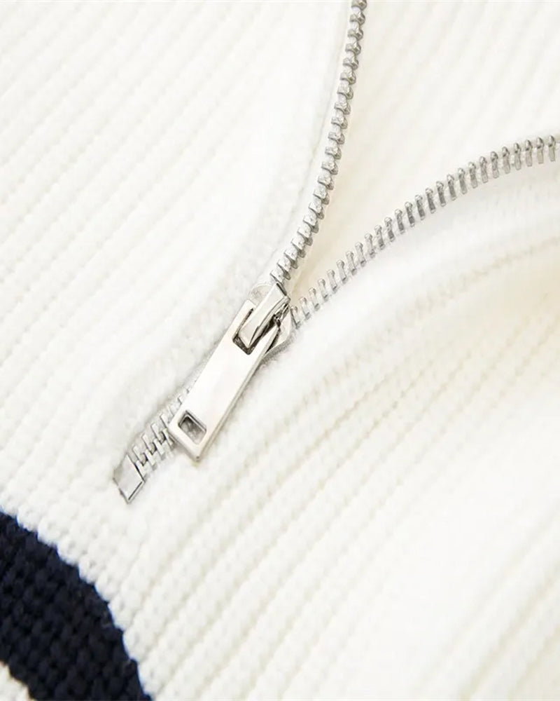 Stuart striped half-zip knit sweater