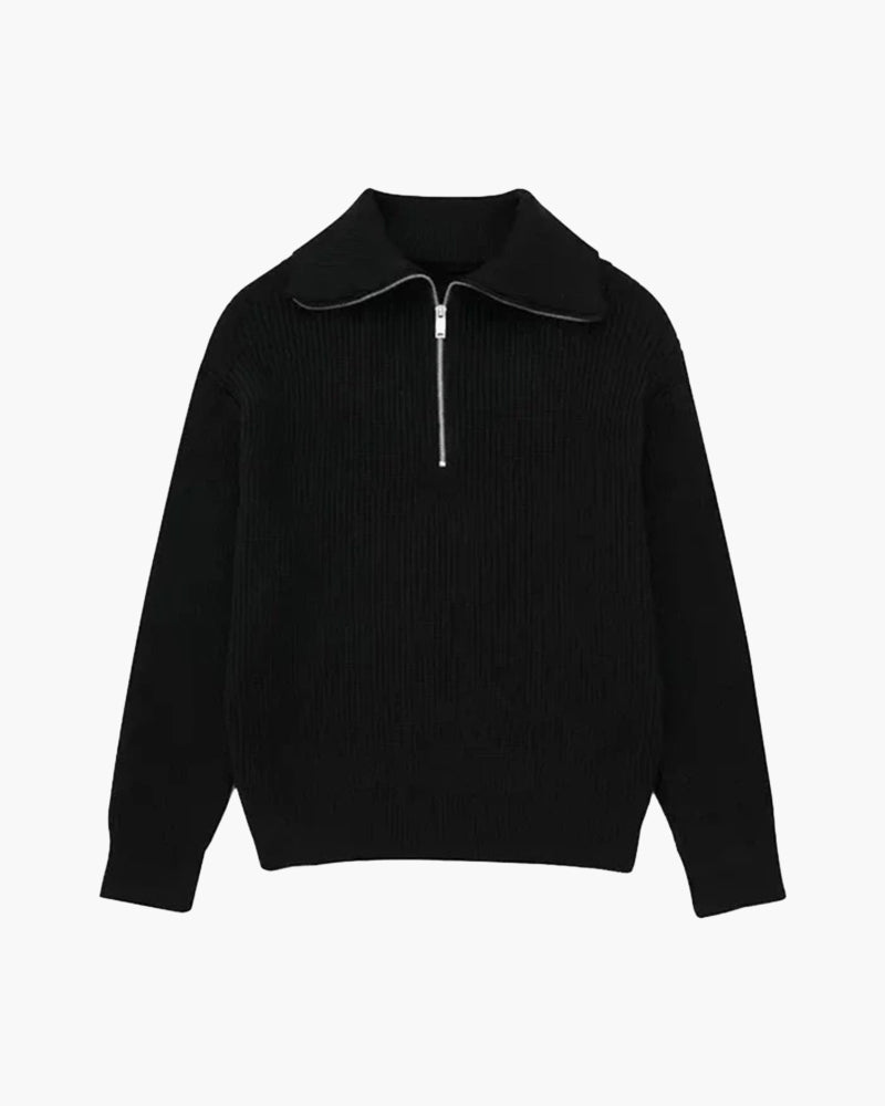 Stuart striped half-zip knit sweater