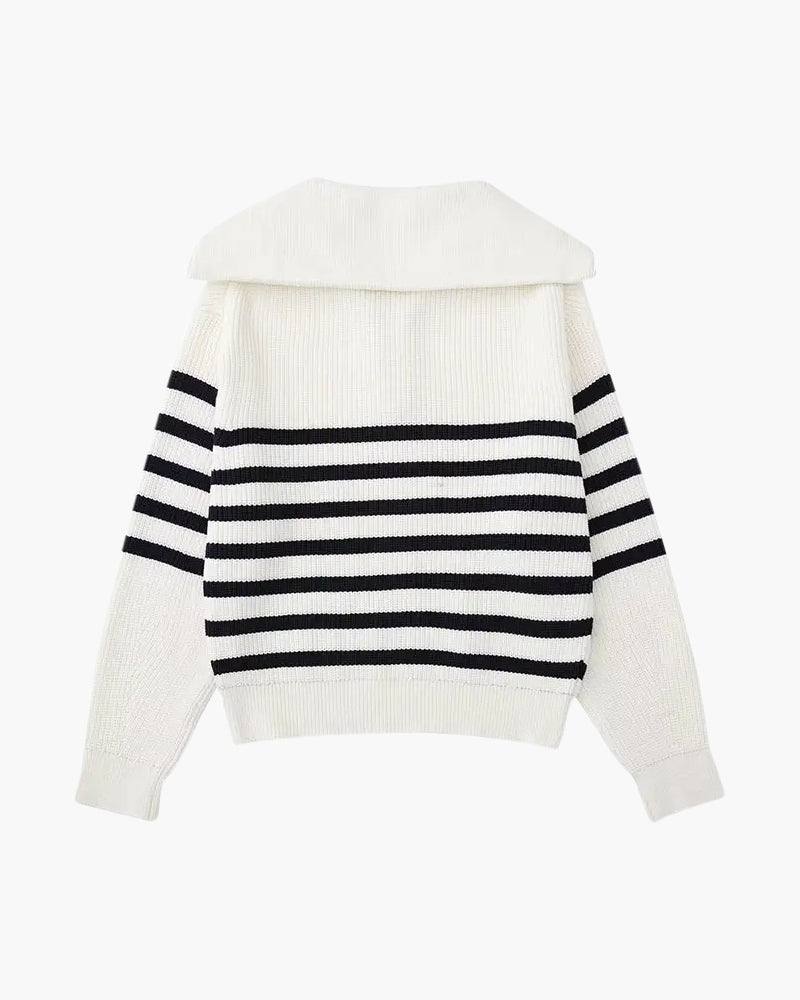 Stuart striped half-zip knit sweater