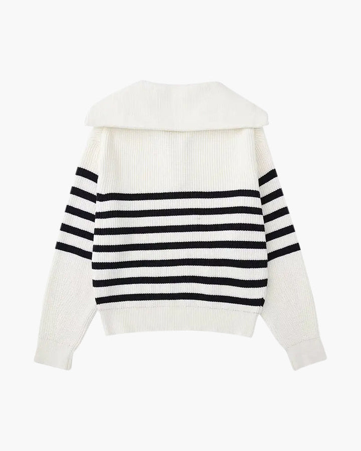 Stuart striped half-zip knit sweater