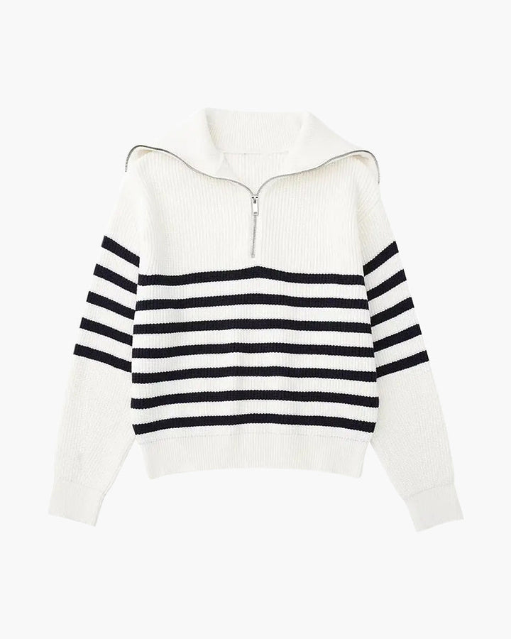 Stuart striped half-zip knit sweater