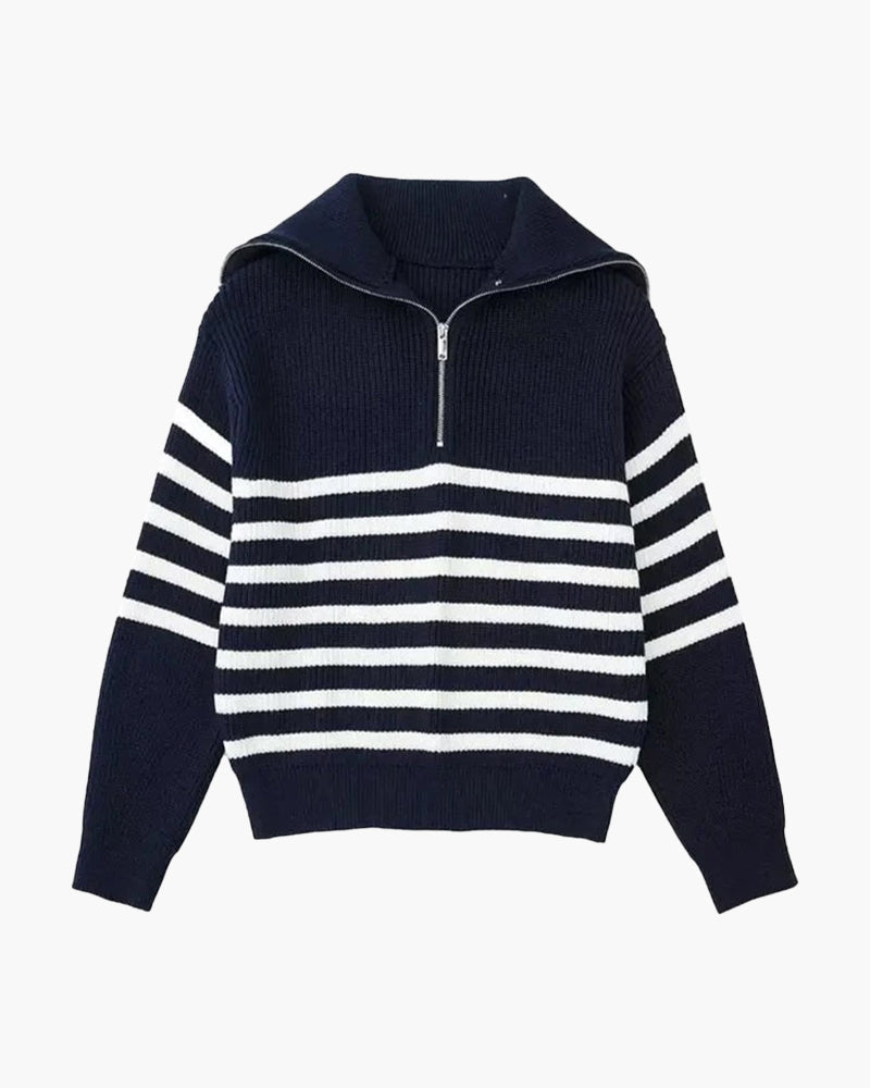 Stuart striped half-zip knit sweater