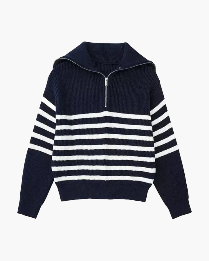 Stuart striped half-zip knit sweater