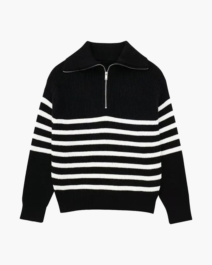 Stuart striped half-zip knit sweater