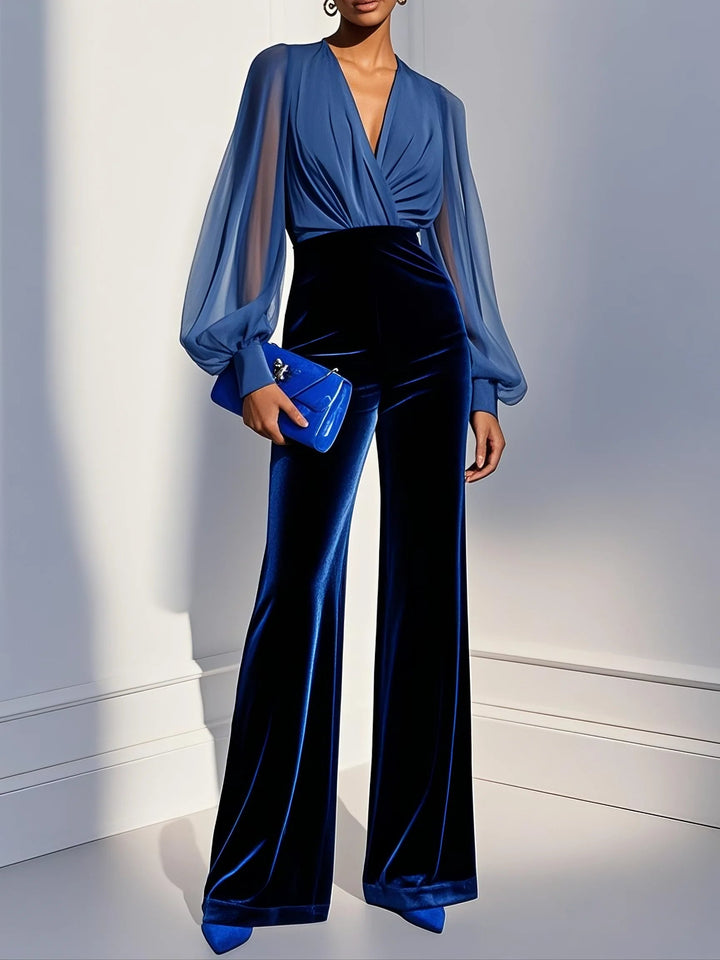 Sandra velvet long sleeve jumpsuit