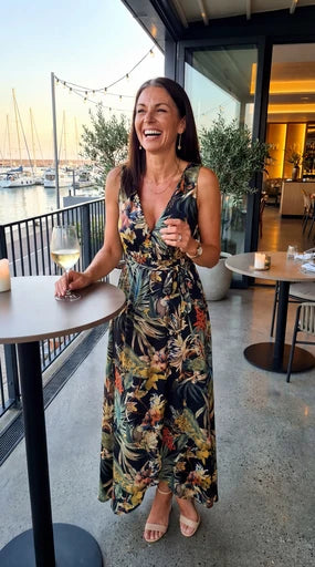 Harriet floral maxi dress open back