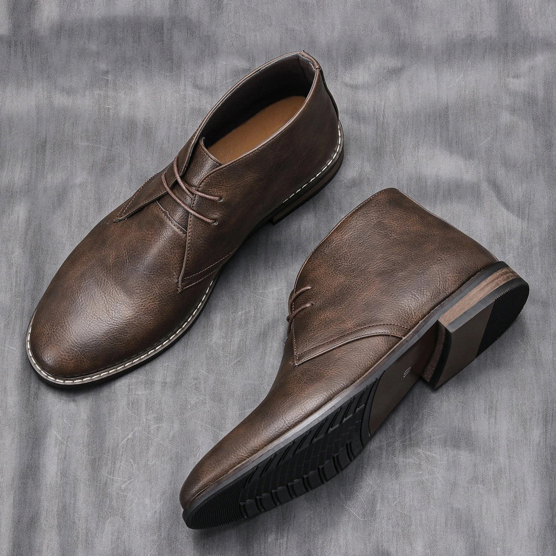 Russell Leather Look Ankle Lace Up Boots
