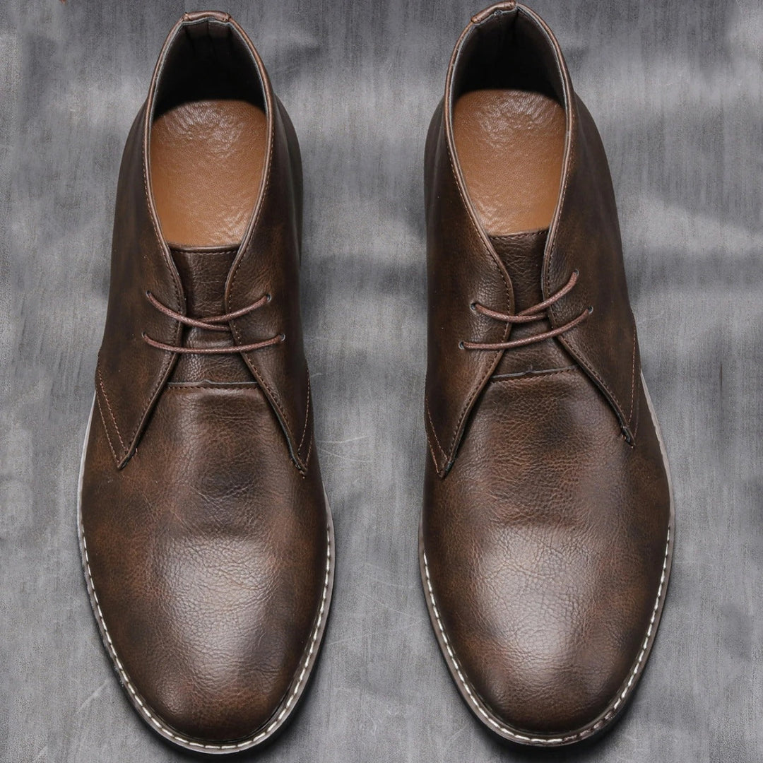 Russell Leather Look Ankle Lace Up Boots