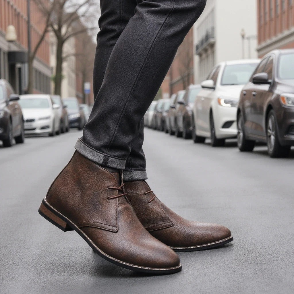 Russell Leather Look Ankle Lace Up Boots