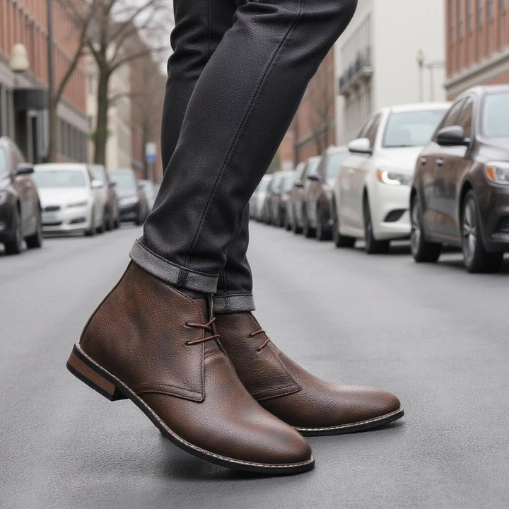 Russell Leather Look Ankle Lace Up Boots