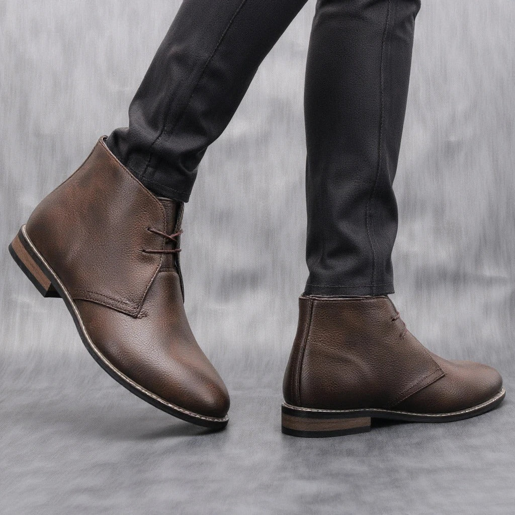 Russell Leather Look Ankle Lace Up Boots