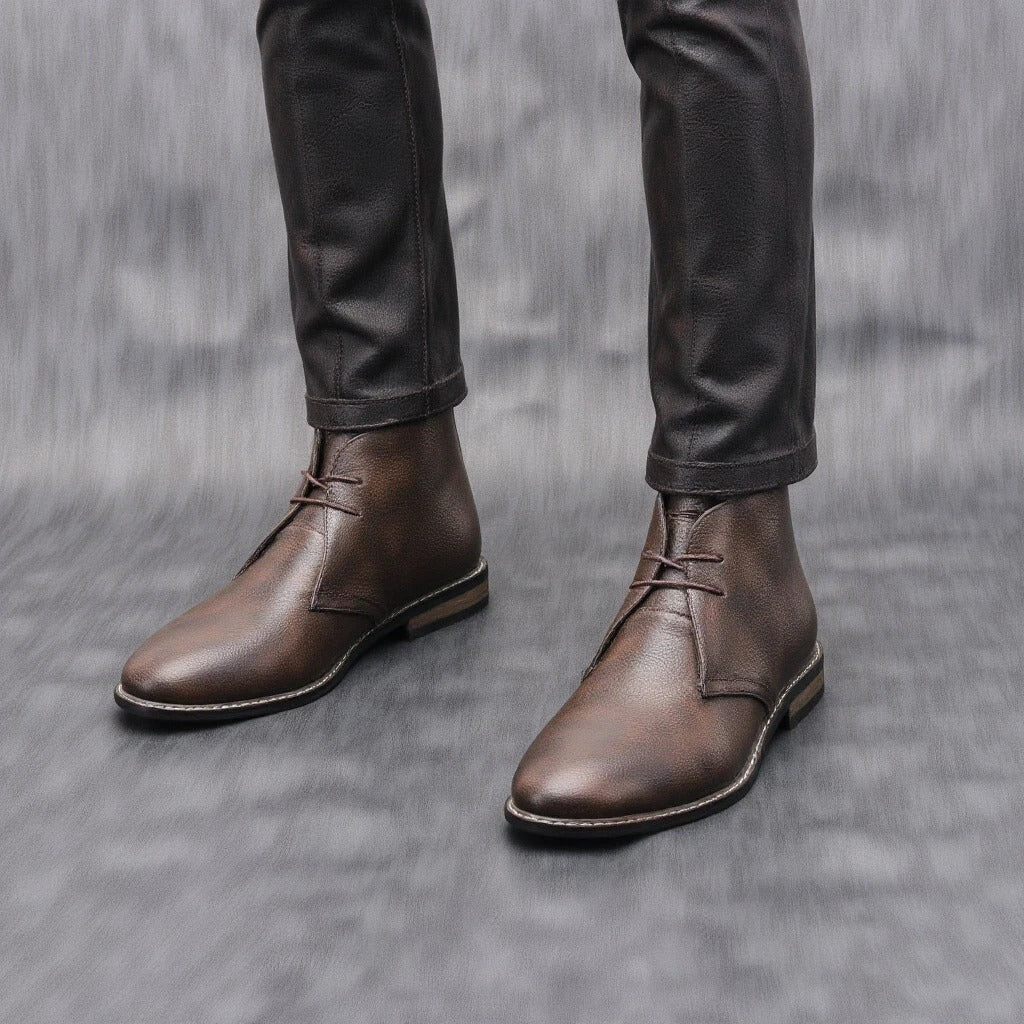 Russell Leather Look Ankle Lace Up Boots