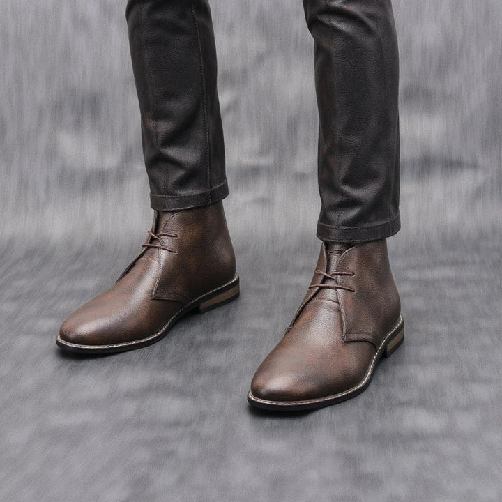 Russell Leather Look Ankle Lace Up Boots