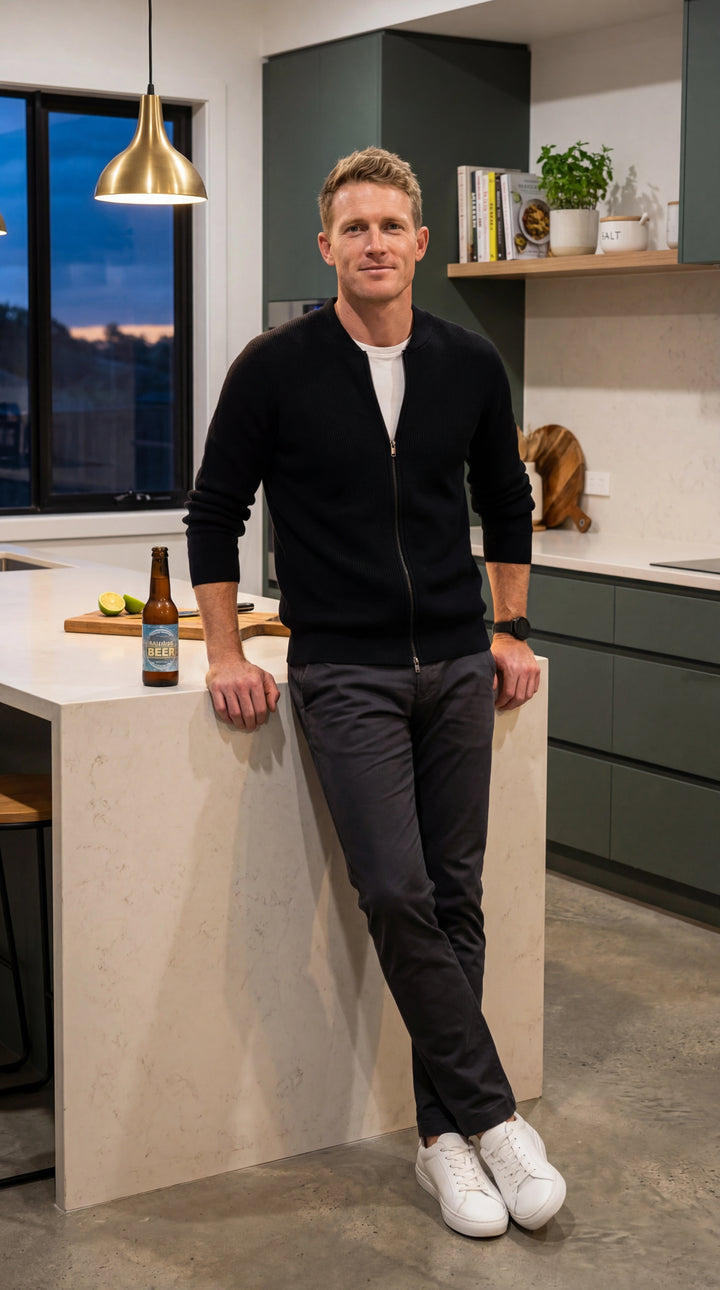 Graham ribbed zip cardigan 100% cotton