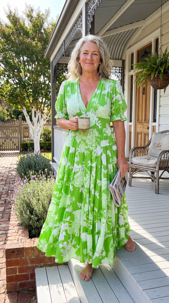 Beverley floral v-neck tiered maxi dress