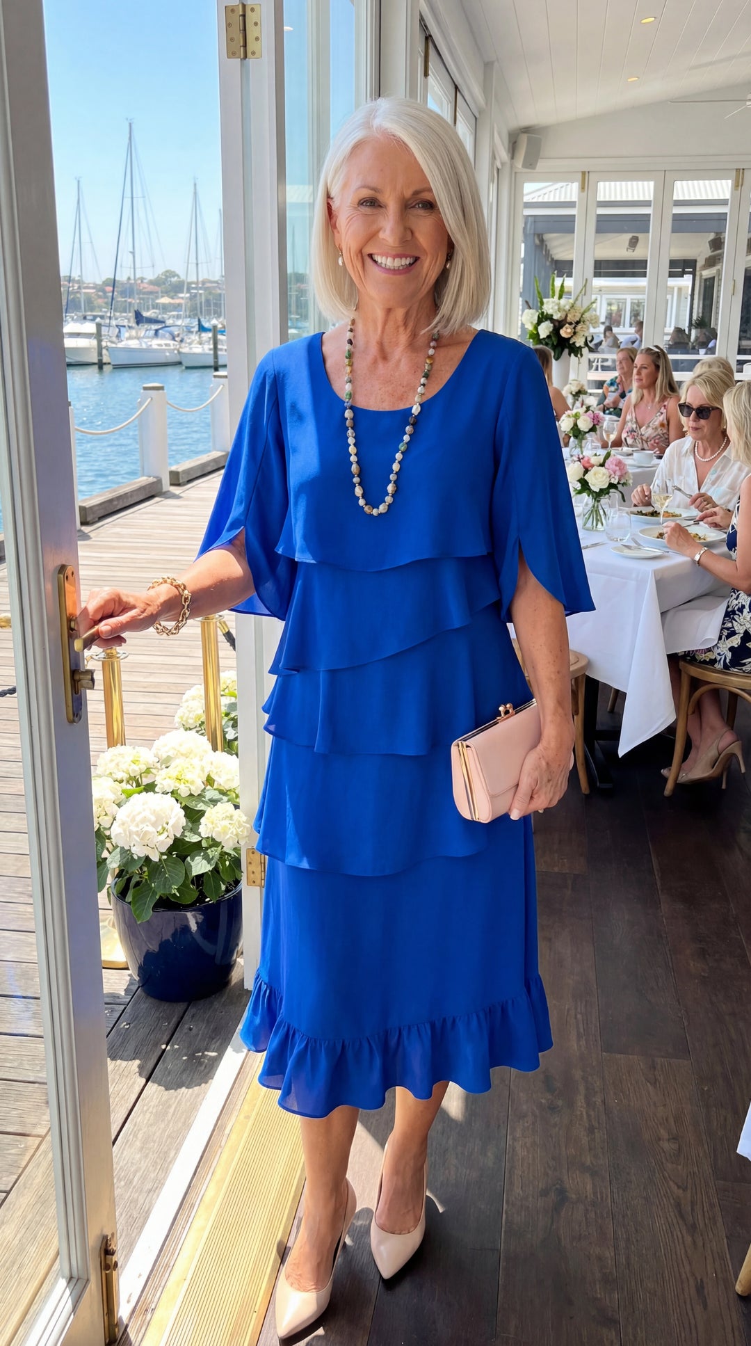 Lesley layered ruffle midi dress split sleeve