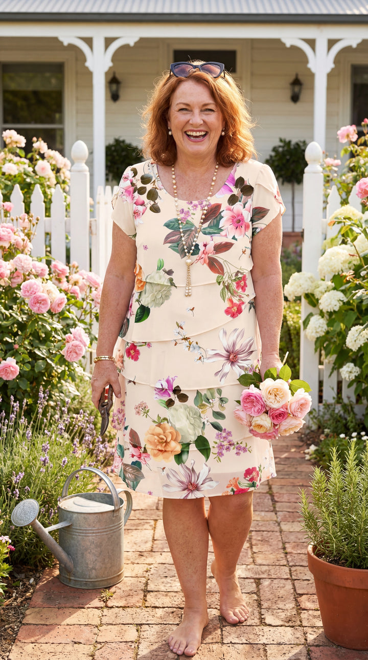 Pamela floral tiered ruffle dress flutter sleeve