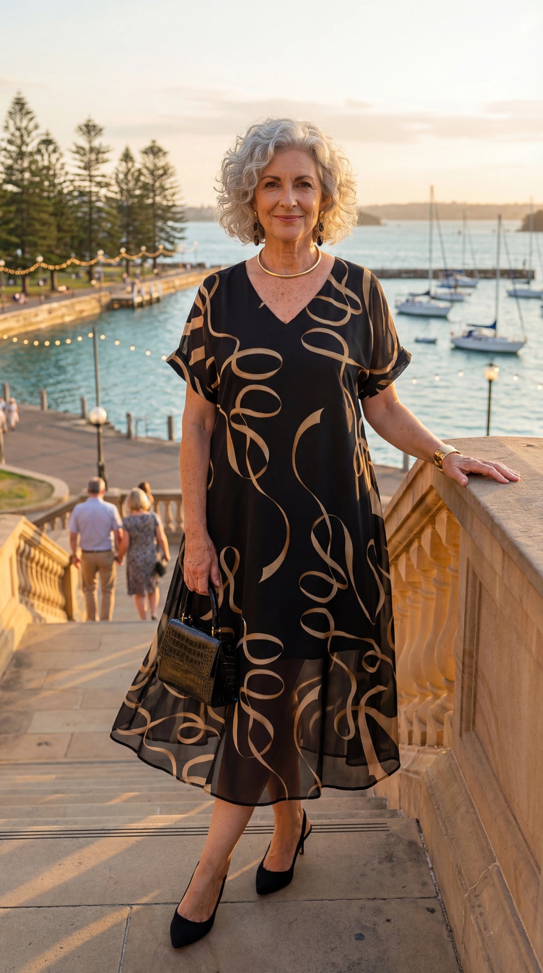 Glenda printed chiffon v-neck swing midi dress