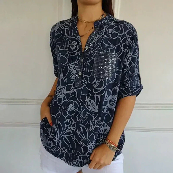 Laura floral v neck blouse